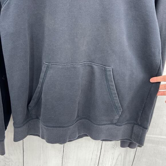 Everlane LARGE Men's Navy Blue Bleach Stain Pullover Hoodie Sweater Long Sleeve - Picture 5 of 10